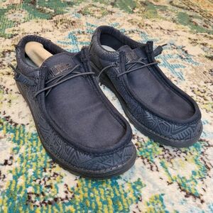 Hey‎ Dude Wally Stretch Black Aztec Slip On Comfort Shoes, Size Mens US 9 EU 42